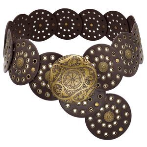 1331 Wide Disc Belt For Women Boho Concho Leather Belts Vintage Western